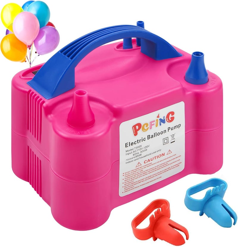 PCFING Balloon Pump Electric, Portable Balloons Inflator Blower Machine with Balloon Tie Tool & Dual Nozzle - Image 1